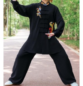 Women Embroidered phoenix Tai Chi clothing Chinese kung fu uniforms women's Tai Chi wushu martial art competition practice clothing for female